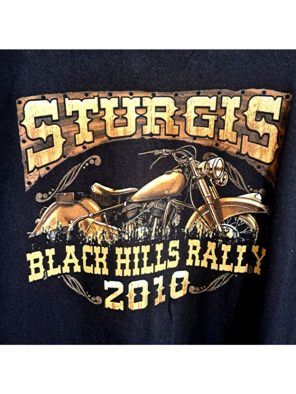 Sturgis Black Hills Rally 2010 Men's L Black Short Sleeve  Delta T-Shirt - Picture 5 of 8